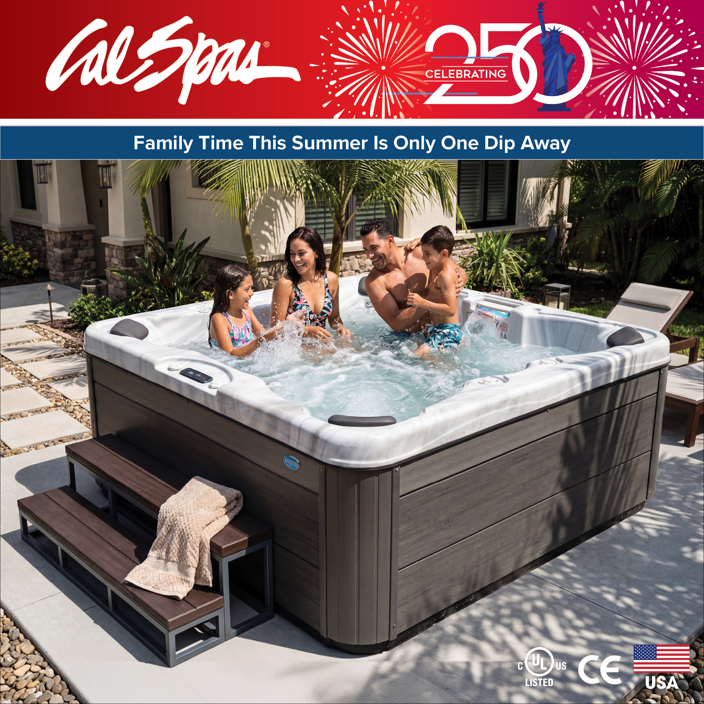 Calspas hot tub being used in a family setting - Lubbock